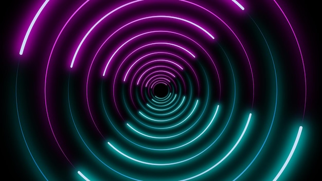 Circle neon style abstract background