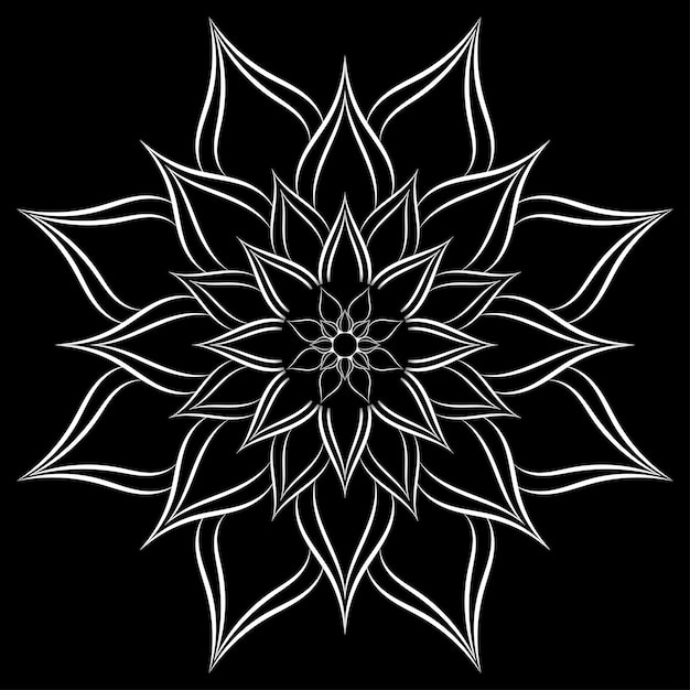 Circle pattern petal flower of mandala with black and whiteVector floral mandala relaxation patterns unique design with white backgroundHand drawn patternconcept meditation and relax