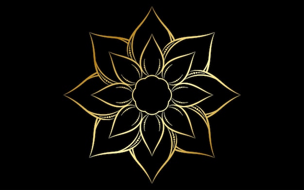 Circle pattern petal flower of mandala with gold colorVector floral mandala patterns unique design with black backgroundHand drawn pattern