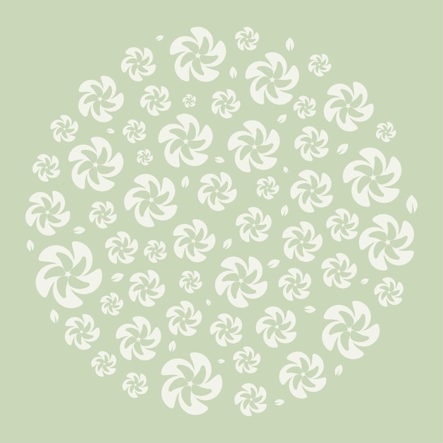 Vector circle pattern with silhouettes of leaves and flowers ornament for decoration and printing on