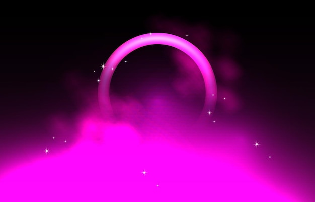 Circle Pink Ring Neon Lights Cloud Smoke Mist Background