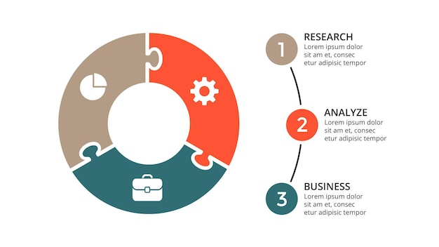 Circle puzzle diagram Vector Infographic Presentation template Chart 3 options steps