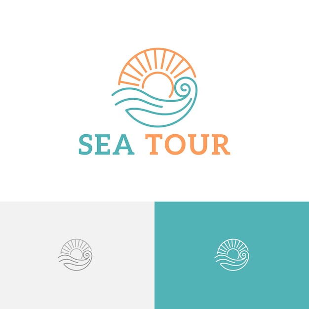 Circle Sea Beach Tour Monoline Simple Logo Template