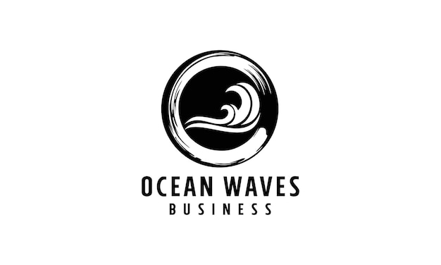 Circle Sea Wave Logo design.