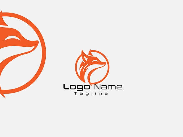 Vector circle shape fox logo design with gradient color and a background wolf head logo design