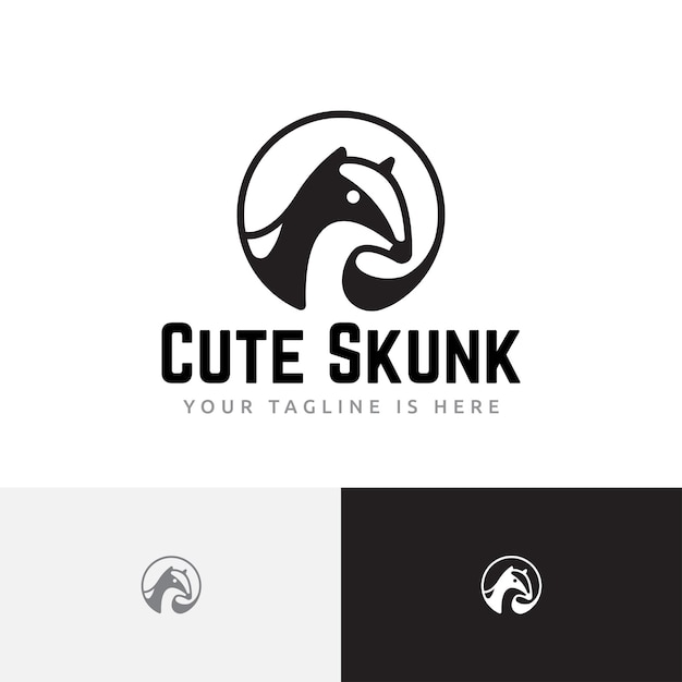 Circle Skunk Head Cute Little Animal Nature Logo