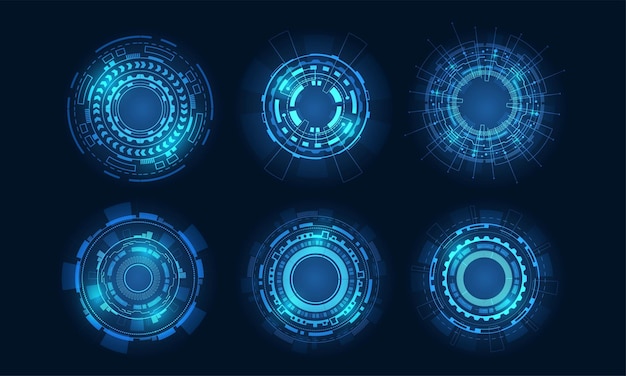 Circle technology elements set Futuristic hud interface conceptBlue overlay style