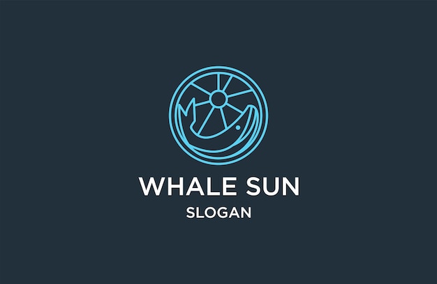 Circle Whale Sun logo template vector illustration design