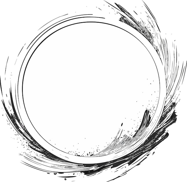 Vector a circle with black and white paint and a brush in the middle