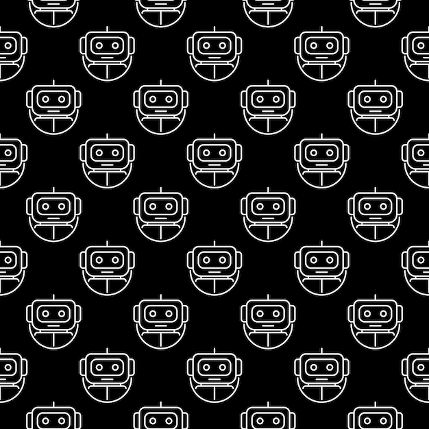 Circle with Chatbot vector concept dark line seamless pattern