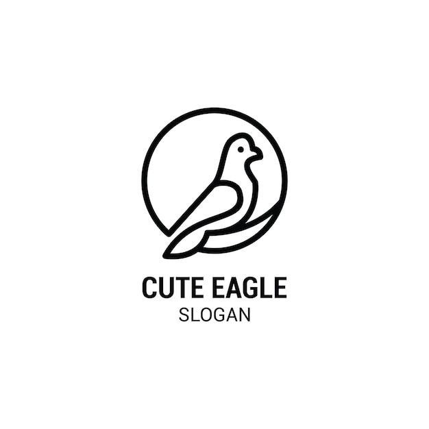 circle with cute bird logo Premium Vector