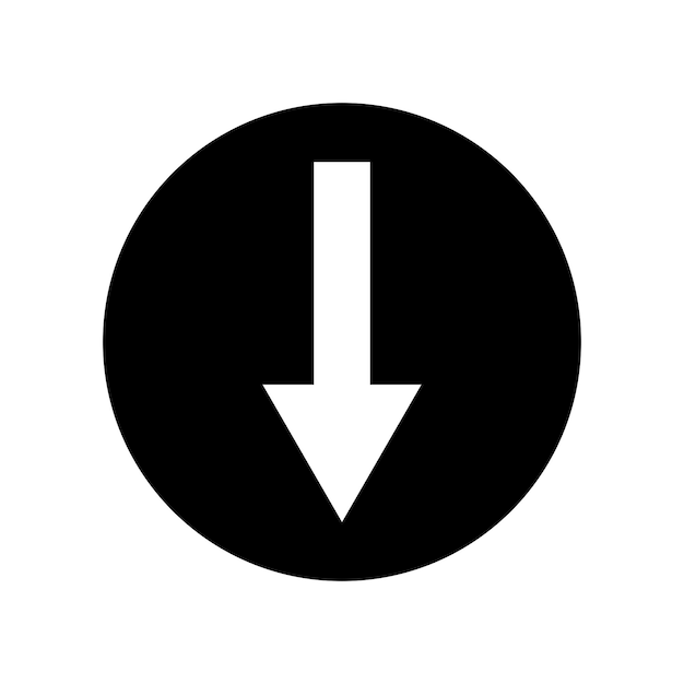 circle with a down arrow on a white background