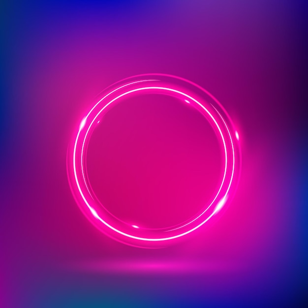 circle with neon red and blue bacground