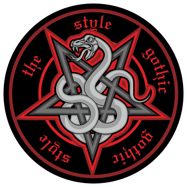 A circle with a snake on it that says the style gothic.