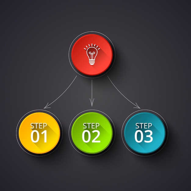 Circles with thin line arrows Infographic on the dark background