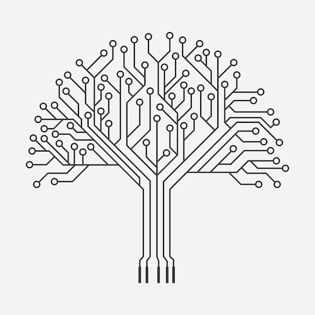 Circuit board pattern in the shape of the tree.