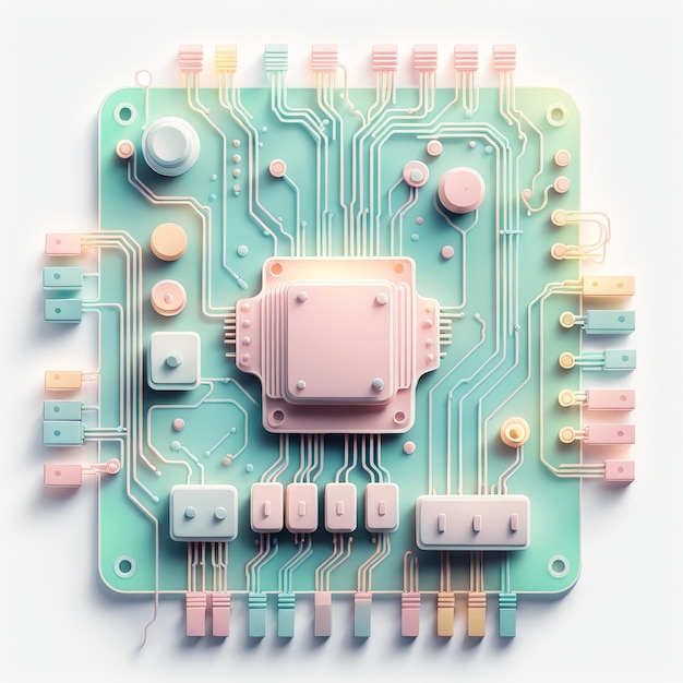 Vector circuit board on a white background computer motherboard