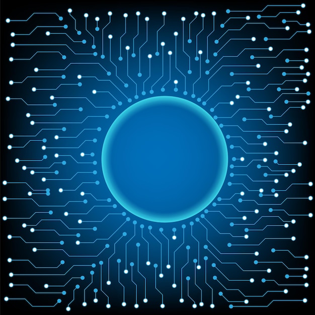 circular AI HUD Electronic circuit board  hologram vector concept for future technology element