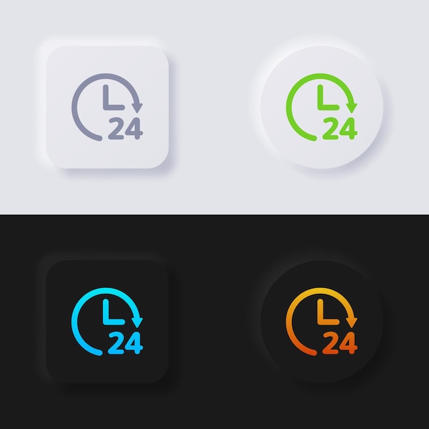 Circular arrow icon with Number 24 hour Multicolor neumorphism button soft UI Design for Web design Application UI and more Button Icon set Vector