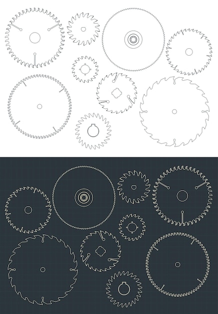 Circular blade saw drawings Set