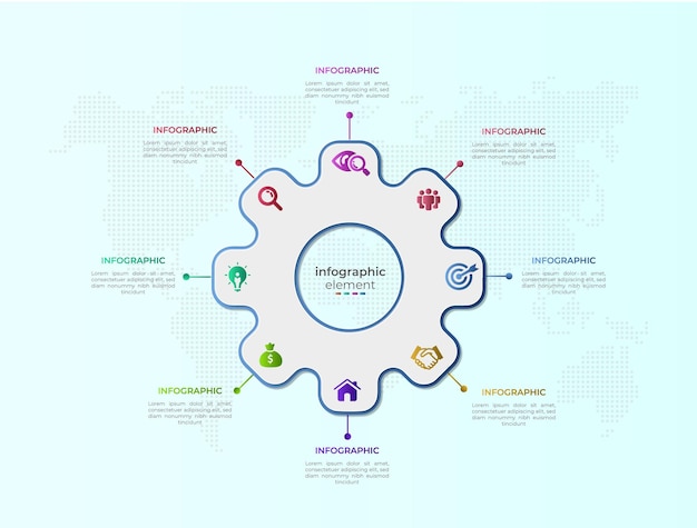 Circular business infographic idea with eight option