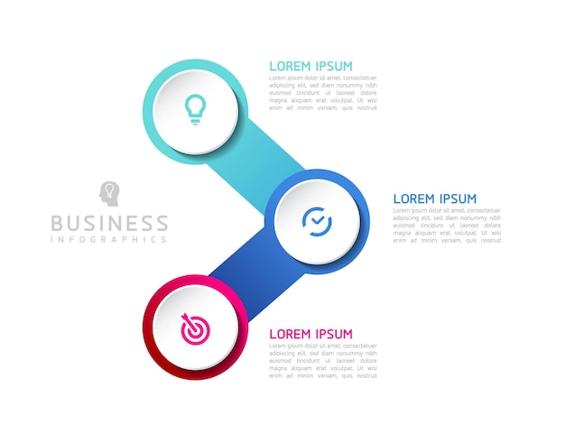 Circular Connection Steps business Infographic Template with 3 Element