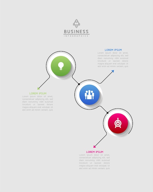 Circular Connection Steps business Infographic Template with 3 Element