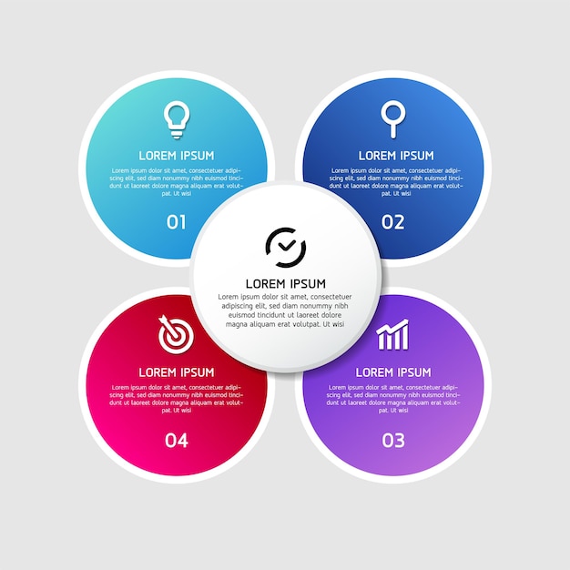 Circular Connection Steps business Infographic Template with 4 Element