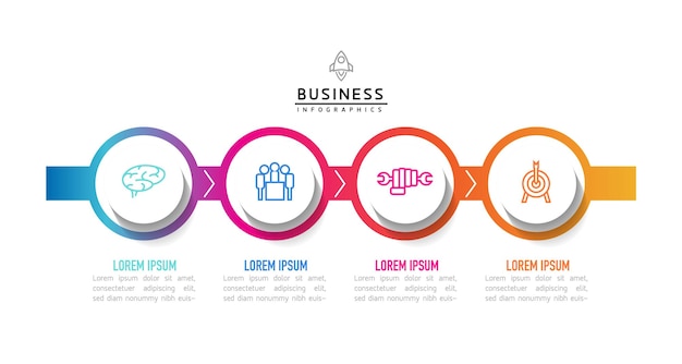 Circular Connection Steps business Infographic Template with 4 Element