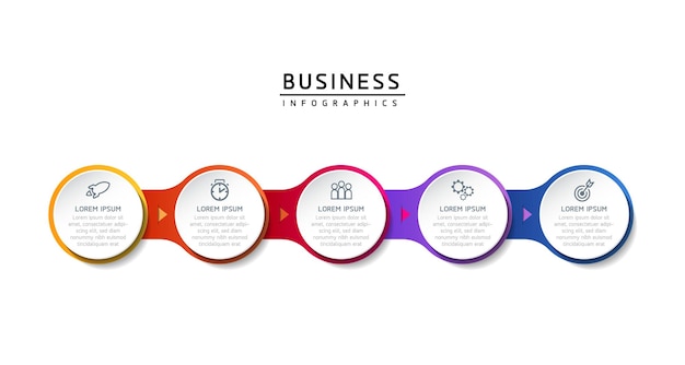 Circular Connection Steps business Infographic Template with 5 Element