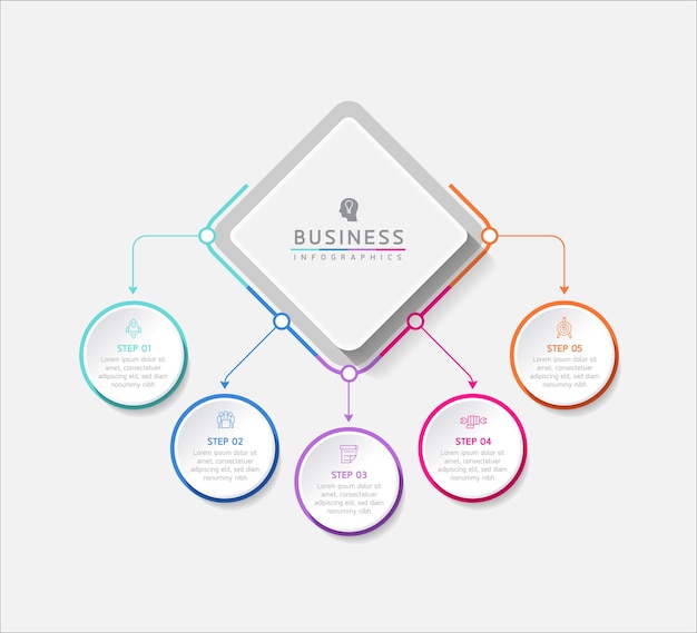 Circular Connection Steps business Infographic Template with 5 Element