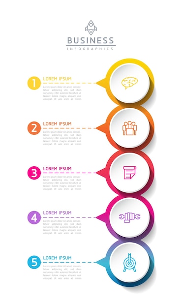 Circular Connection Steps business Infographic Template with 5 Element