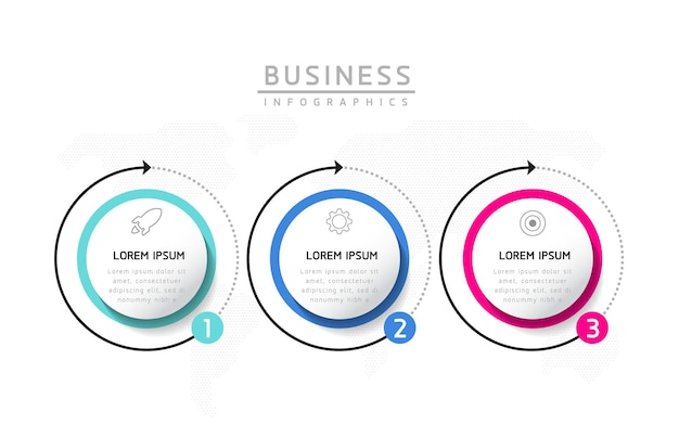 Circular Connection Steps Infographic Template with 3 Element