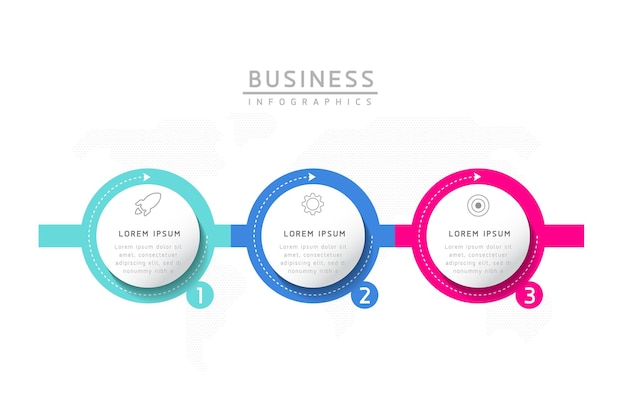 Circular Connection Steps Infographic Template with 3 Element