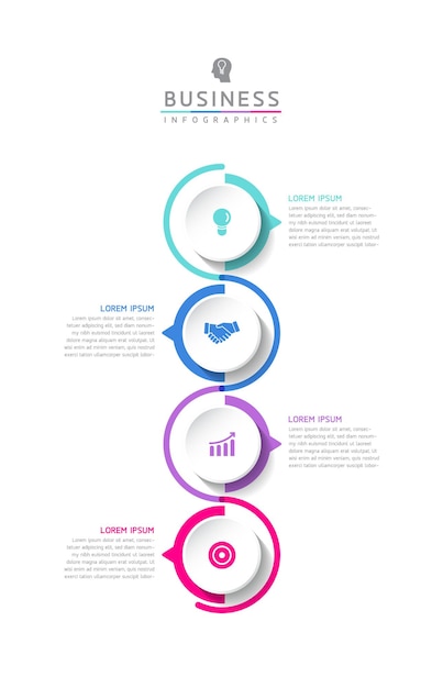 Circular Connection Steps Infographic Template with 4 Element