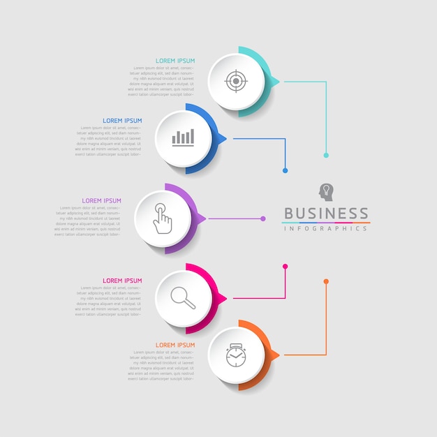 Circular Connection Steps Infographic Template with 5 Element