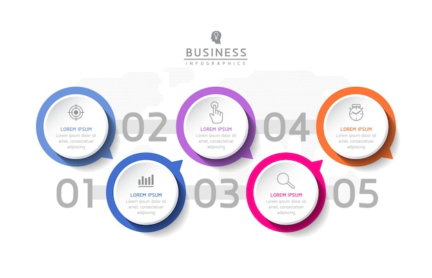 Circular Connection Steps Infographic Template with 5 Element