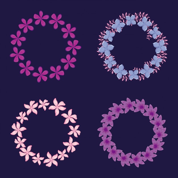 Circular floral decorations frames