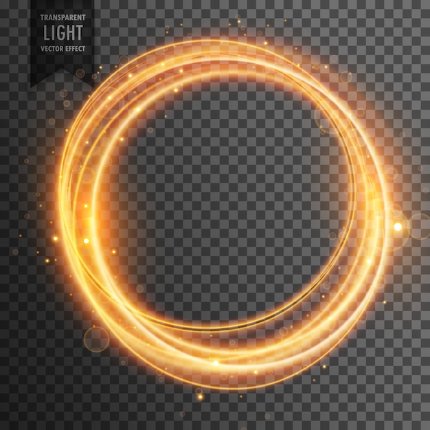 circular golden light effect transparent background