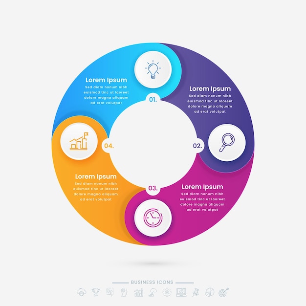 Circular Infographic Diagram With Business Icons And 4 Options Can Be Used As Workflow Presentation