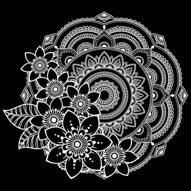 Circular mandala with flowers, Mehndi. Decorative ornament in ethnic oriental style.