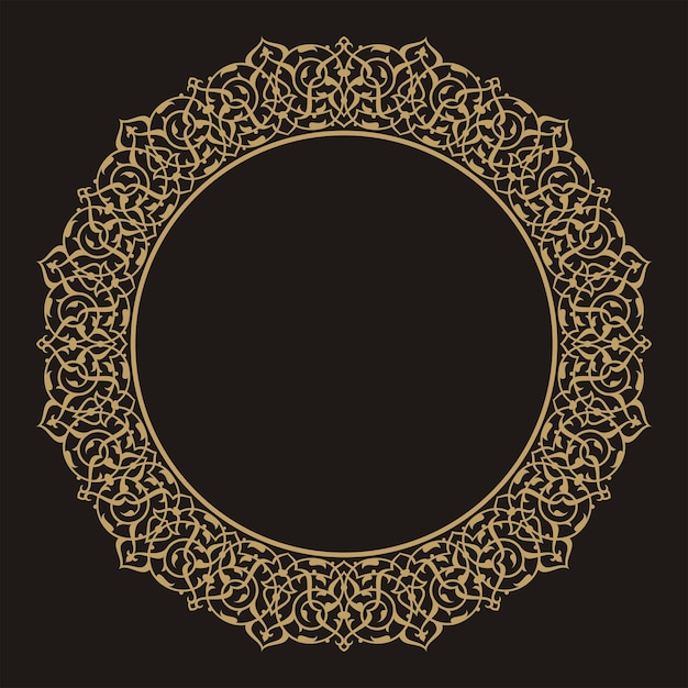 a circular ornament design pattern eastern style Arabic ornament circular gold frame border