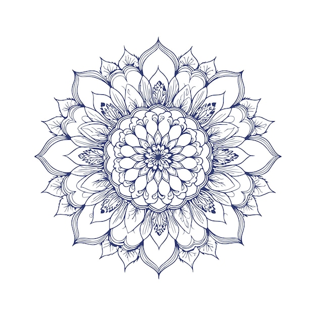 Vector circular pattern black and white floral ornamental mandala outline for coloring book pages