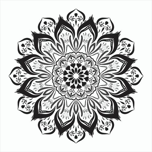 Circular pattern in the black and white form of  mandala art ornament in ethnic oriental style