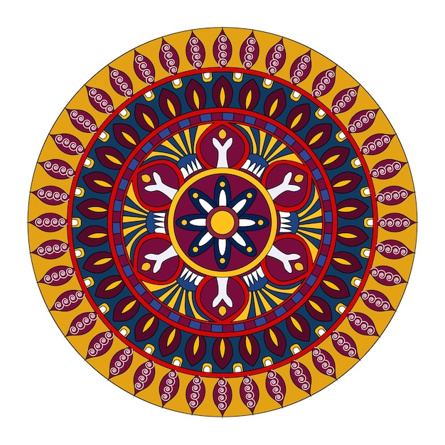 Circular pattern colorful mandala design for Henna Mehandi tattoo decorative ornament in ethnic orient style