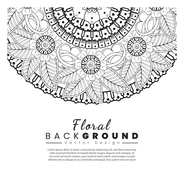 Circular pattern in form of mandala for Henna, Mehndi, tattoo, decoration. Coloring book page.