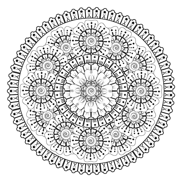 Circular pattern in form of mandala for Henna Mehndi tattoo decoration Decorative ornament in et