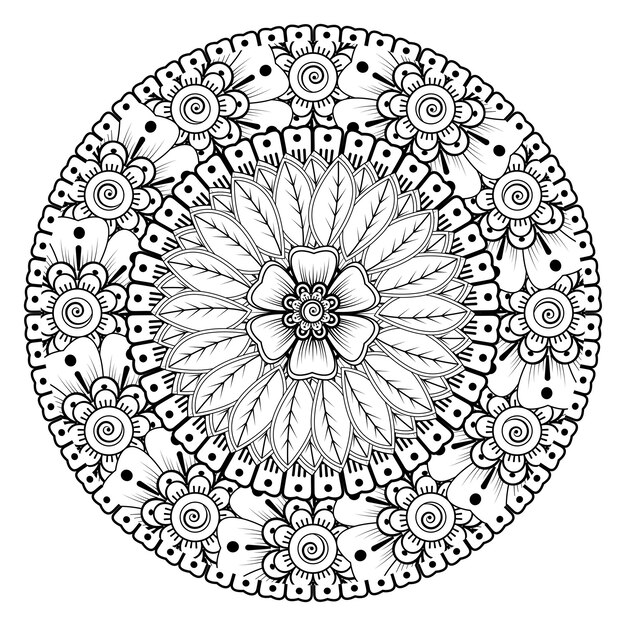 Circular pattern in form of mandala for Henna Mehndi tattoo decoration Decorative ornament in et