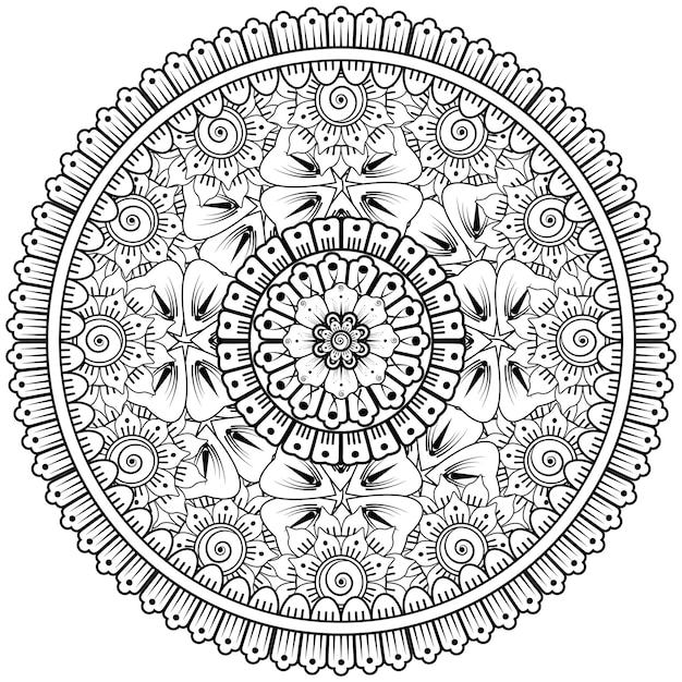 Circular pattern in the form of mandala with flower for henna mehndi tattoo decoration