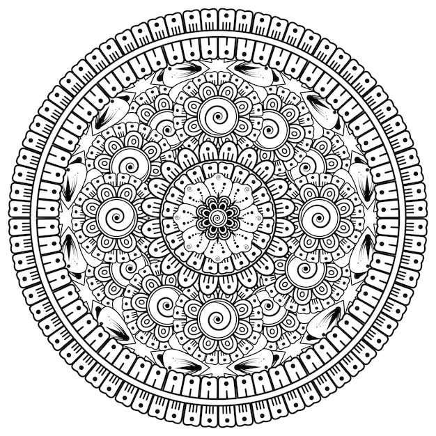 Circular pattern in the form of mandala with flower for henna mehndi tattoo decoration